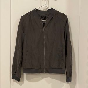 Grey Faux Suede Bomber